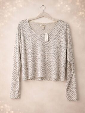 Madewell Floral Ribbed Knit Top Size XL NWT Soft Stretch Cottagecore